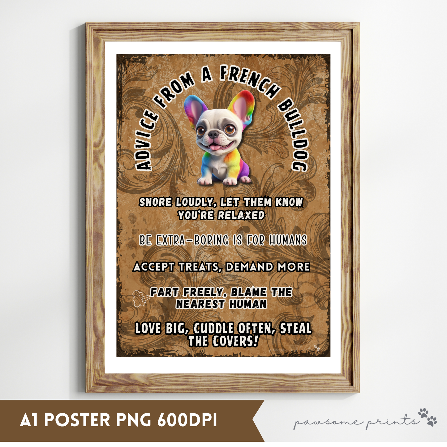 Advice from a French Bulldog - Funny Rainbow Frenchie Digital Download