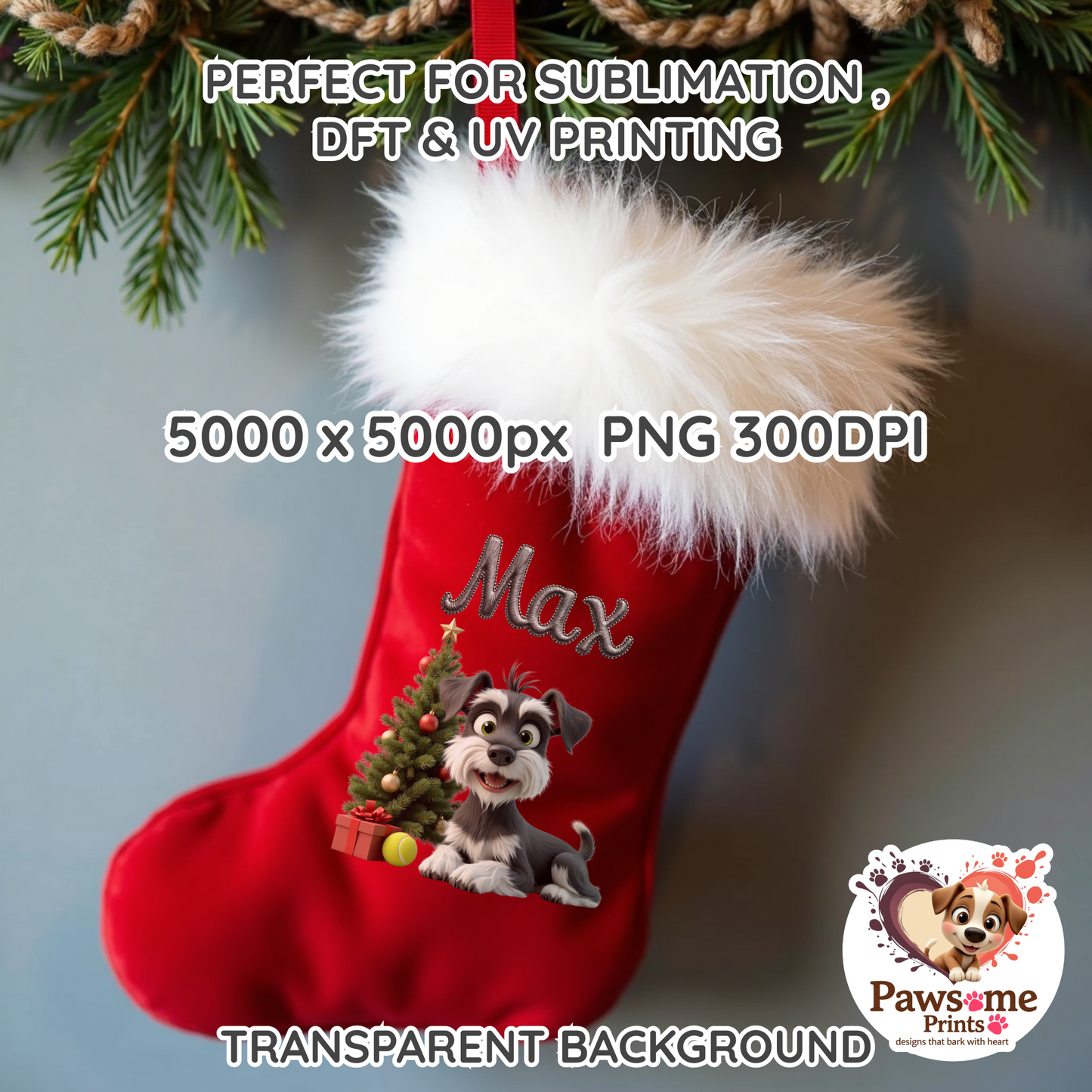 Deck the Halls with Barks & Holly| 26 x Christmas Dogs PNG Bundle | 5000px | 300DPI | Commercial Use
