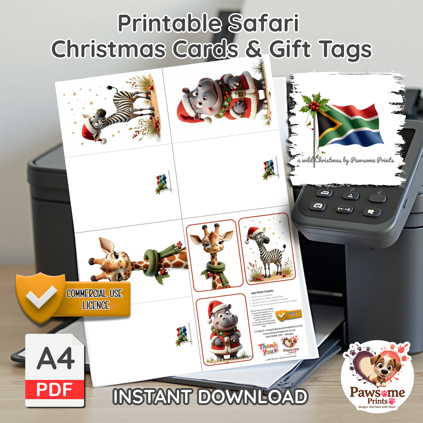 A Wild Christmas – Printable Safari Cards & Gift Tags (PDF, A4)