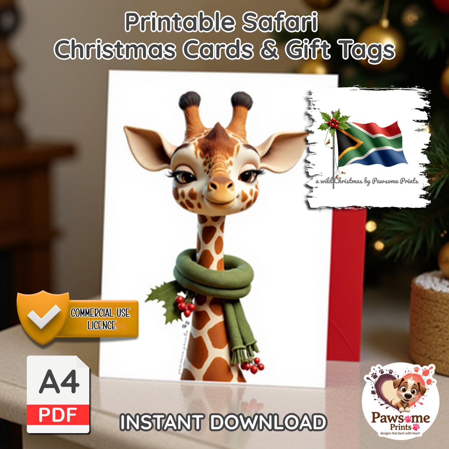 A Wild Christmas – Printable Safari Cards & Gift Tags (PDF, A4)