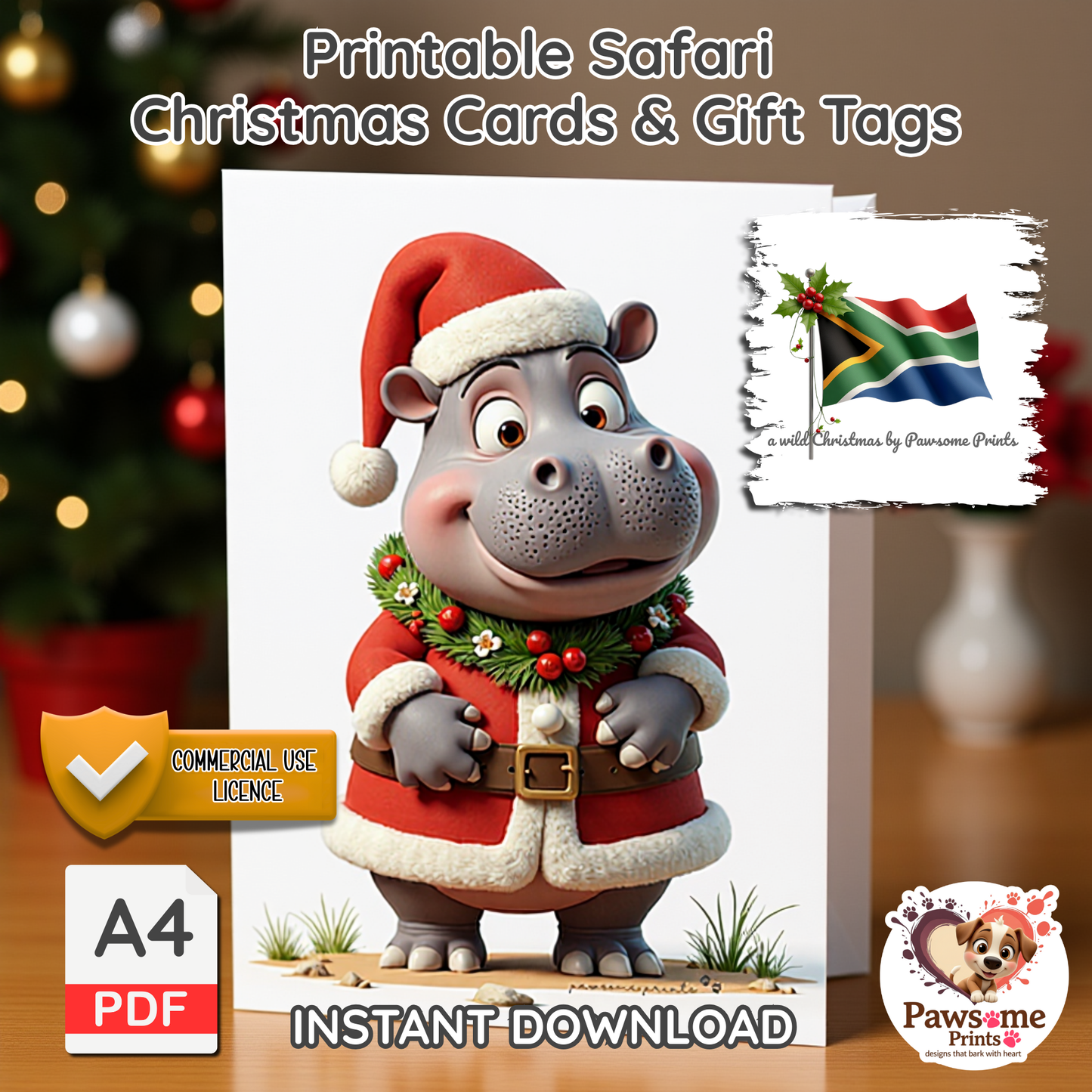 A Wild Christmas – Printable Safari Cards & Gift Tags (PDF, A4)