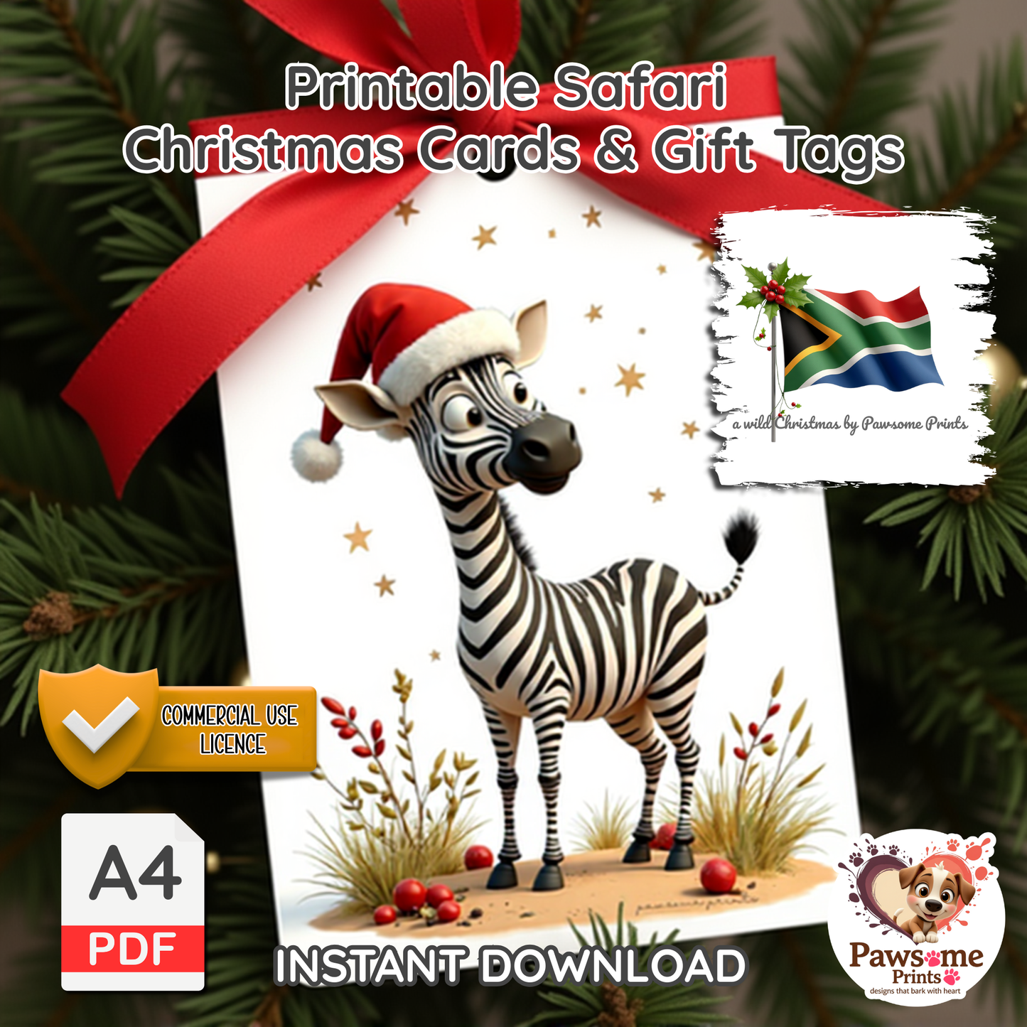 A Wild Christmas – Printable Safari Cards & Gift Tags (PDF, A4)