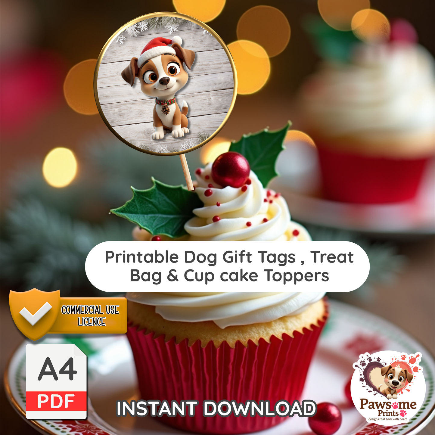 Merry Woofmas – Printable Dog Gift Tags & Bag Toppers (PDF, A4)