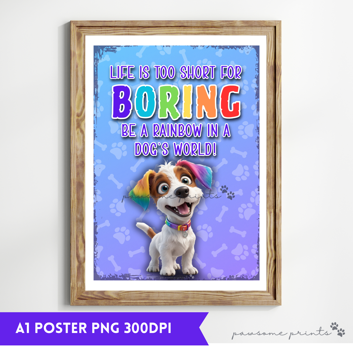 Rainbow Jack Russell Wall Art – Fun & Quirky Dog Lover Poster