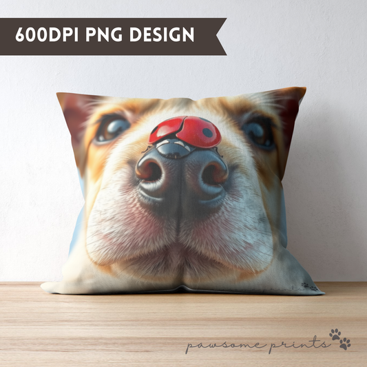 Ladybug Boop – Adorable Realistic Jack Russell Nose with Ladybug | Digital Art Print