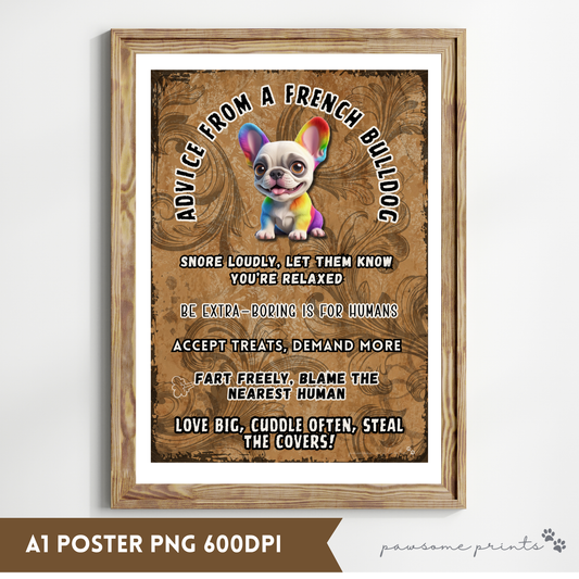 Advice from a French Bulldog - Funny Rainbow Frenchie Digital Download