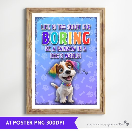 Rainbow Jack Russell Wall Art – Fun & Quirky Dog Lover Poster