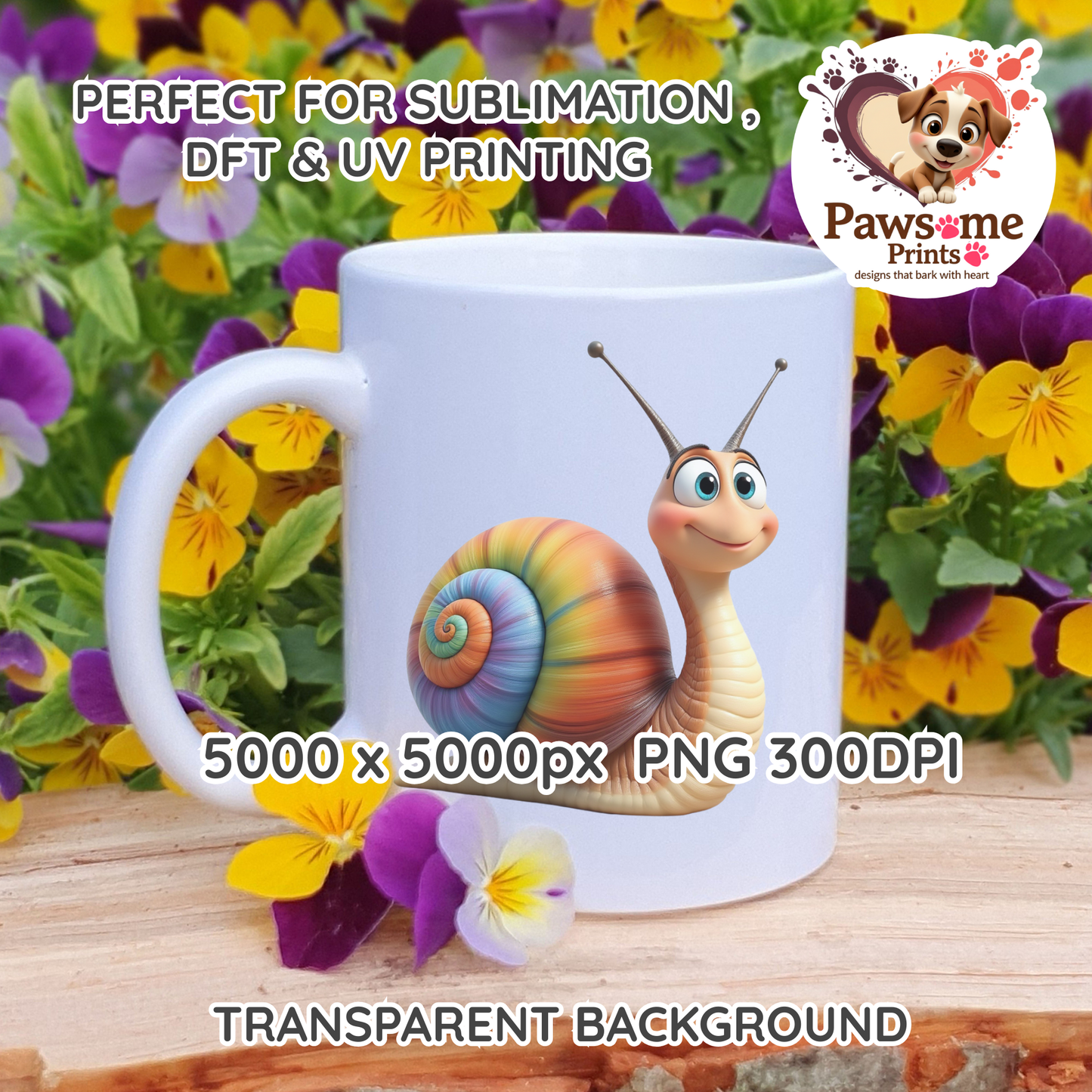 The Dilly Dally Snail Club 20 Rainbow Snail PNG Designs – Commercial Use