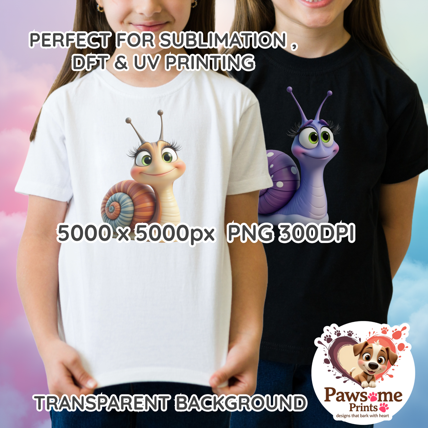 The Dilly Dally Snail Club 20 Rainbow Snail PNG Designs – Commercial Use